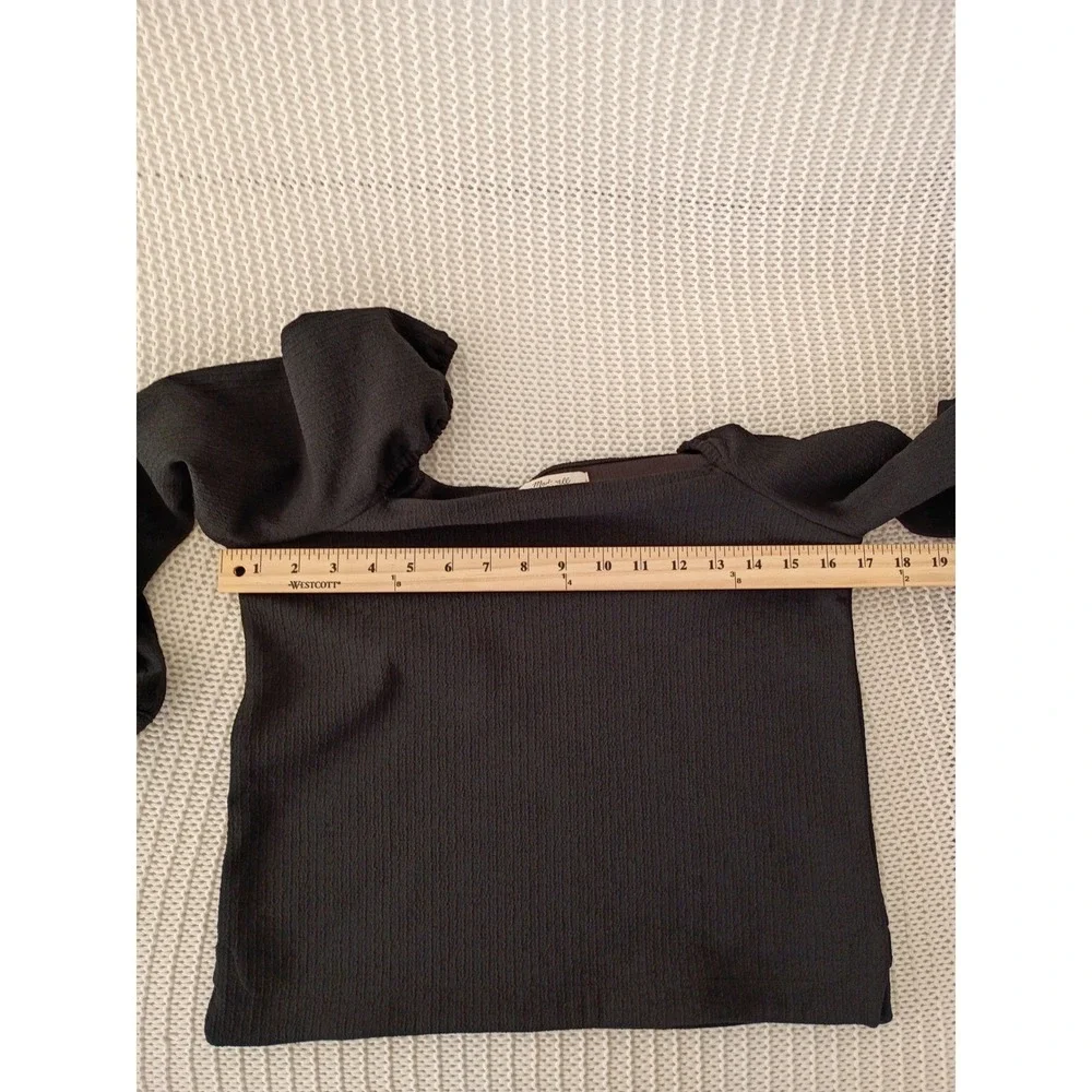 Madewell NWOT Square-Neck‎ Puff-Sleeve Top Black Minimalist Chic Fit Small S
